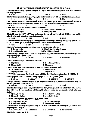 Đề luyện thi Tốt nghiệp THPT môn Vật lý Lớp 12 - Năm học 2019-2020